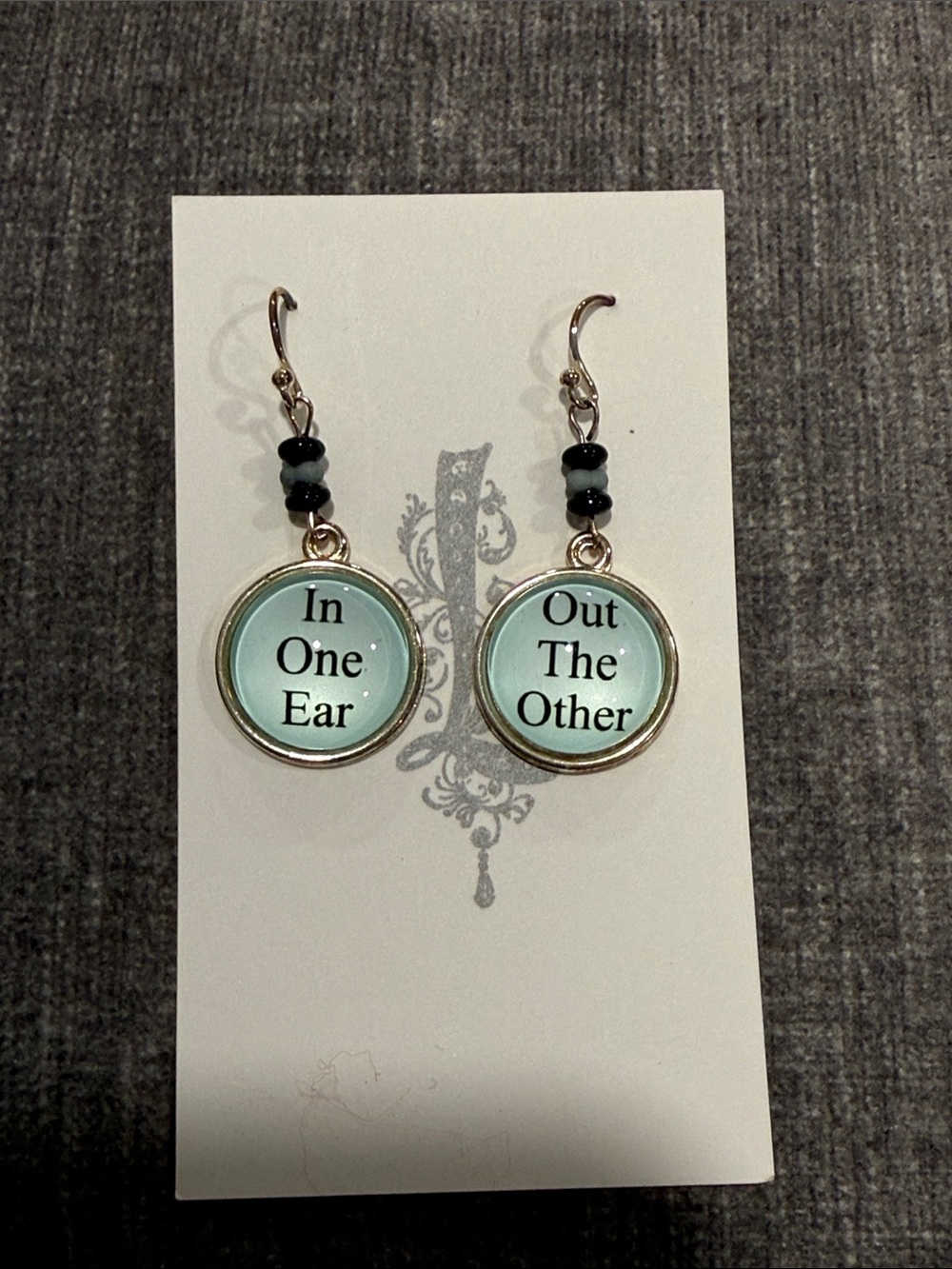 Blue 'In One Ear / Out The Other' Dangle Earrings